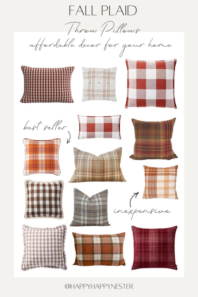 Fall Plaid Throw Pillows - Happy Happy Nester