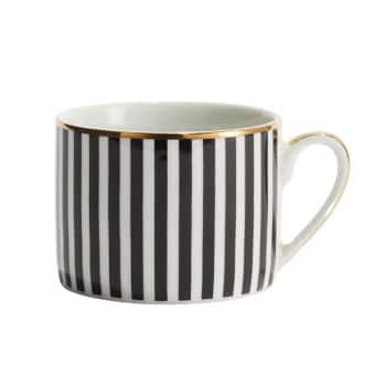 A black and white striped mug.