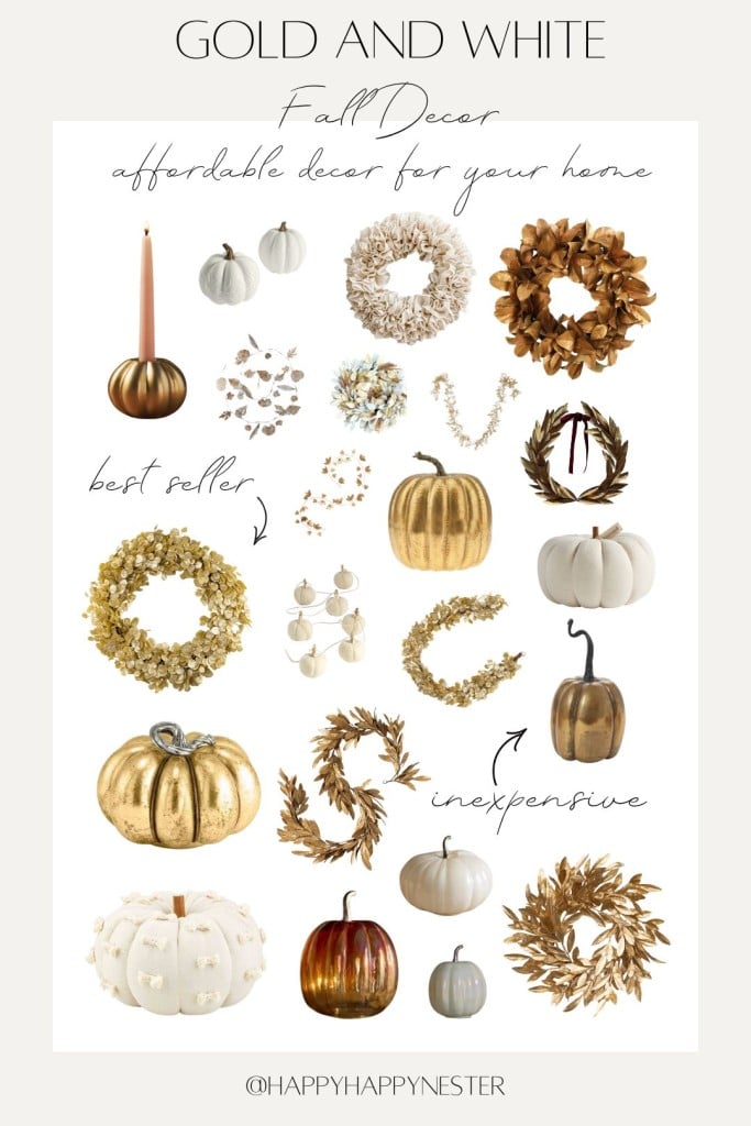 gold and white fall decor