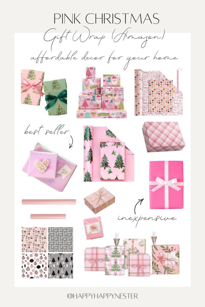 pink christmas gift wrap (amazon)