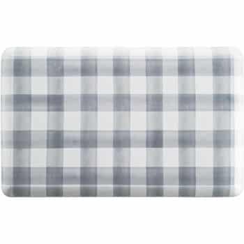 A rectangular, gray and white checkered mat with rounded corners, featuring a gradient effect.