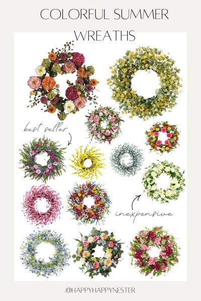 colorful summer wreaths
