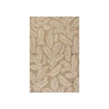 A rectangular beige mat with a pattern of white fern leaves spread across the surface, displayed against a plain white background.