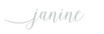 The word "janine" written in a light gray, elegant cursive font on a white background, evoking the delicate style often seen on 4th of July wreaths.
