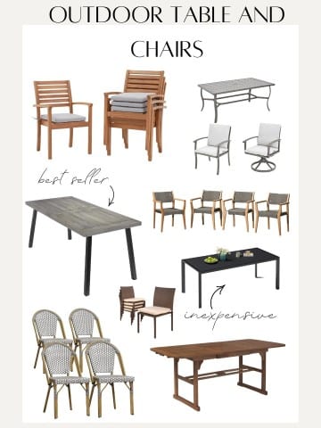 outdoor tables and chairs