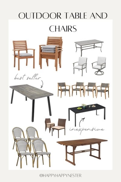 outdoor tables and chairs