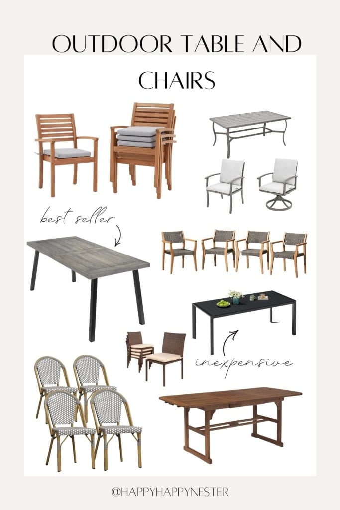 outdoor tables and chairs