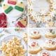 A collage of my favorite Christmas cookies: knit hat-shaped treats, a wreath of snowflake cookies, a plate of golden snowflake cookies, and festive snow globe cookies topped with holiday designs.