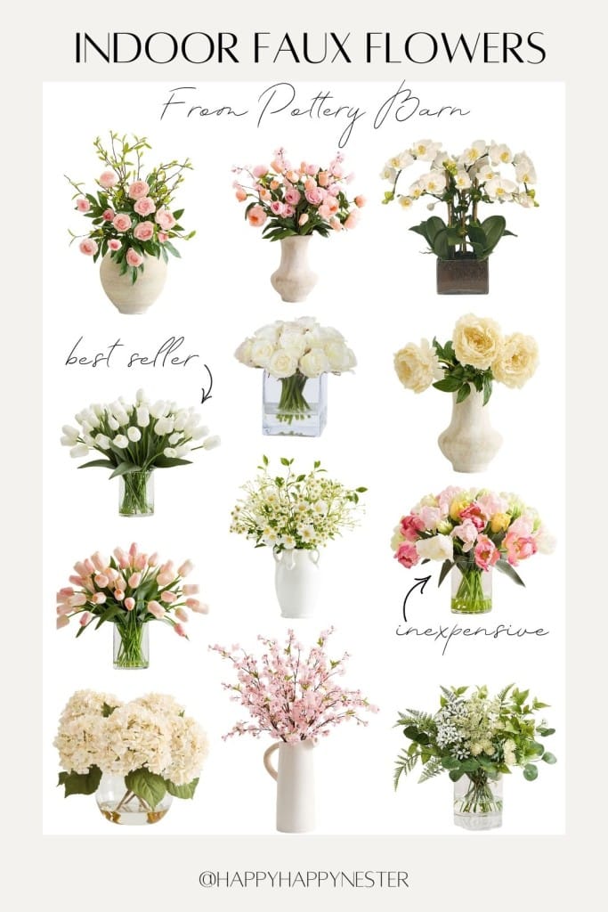 indoor faux flowers from pottery barn