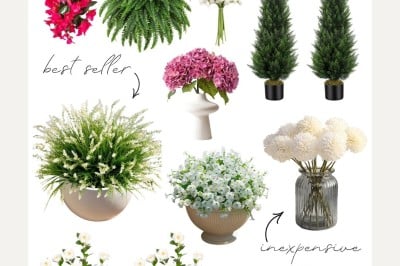 Outdoor & indoor faux flowers from amazon