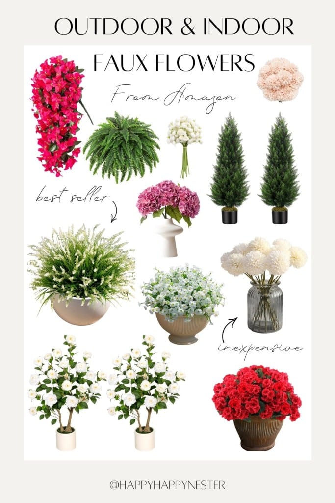 Outdoor & indoor faux flowers from amazon
