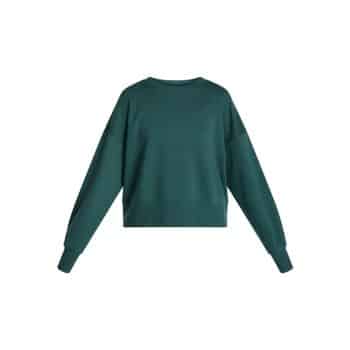 Green long-sleeve crewneck sweatshirt with a loose fit, shown on a white background. The sweatshirt has ribbed cuffs and hem.