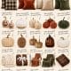 A collage shows affordable fall decor dupes from Pottery Barn, featuring plaid and velvet pillows, faux pumpkins, cozy throws, candles, glass canisters, and more, each with text labels and product images arranged neatly.