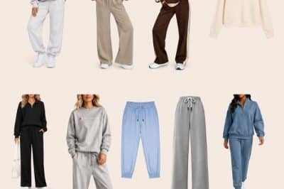 Collage of women’s cozy autumn loungewear sets in muted tones, displayed on models and flat-lay. The text “Walmart Autumn Comfort” is at the top, featuring hoodies, sweatpants, and relaxed sweatsuit styles.
