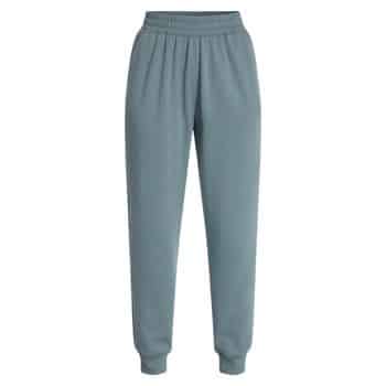 Light blue sweatpants with an elastic waistband and cuffs, displayed against a white background.