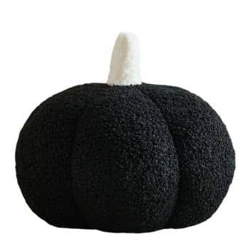 Black boucle fabric pumpkin with contrasting white stem