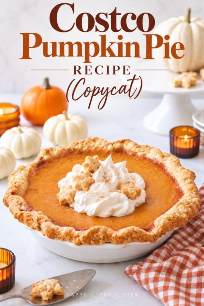 Costco Pumpkin Pie Recipe Copycat with creamy pumpkin filling, flaky homemade crust, and whipped cream.