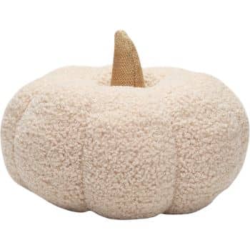 Cream boucle fabric pumpkin with tan textured stem