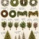 Walmart Christmas greenery featuring holiday wreaths, garlands, evergreen stems and picks, and artificial Christmas trees.